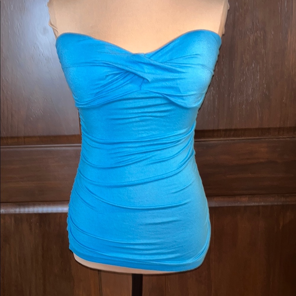 Poof! Blue Ruched Bustier Camisole